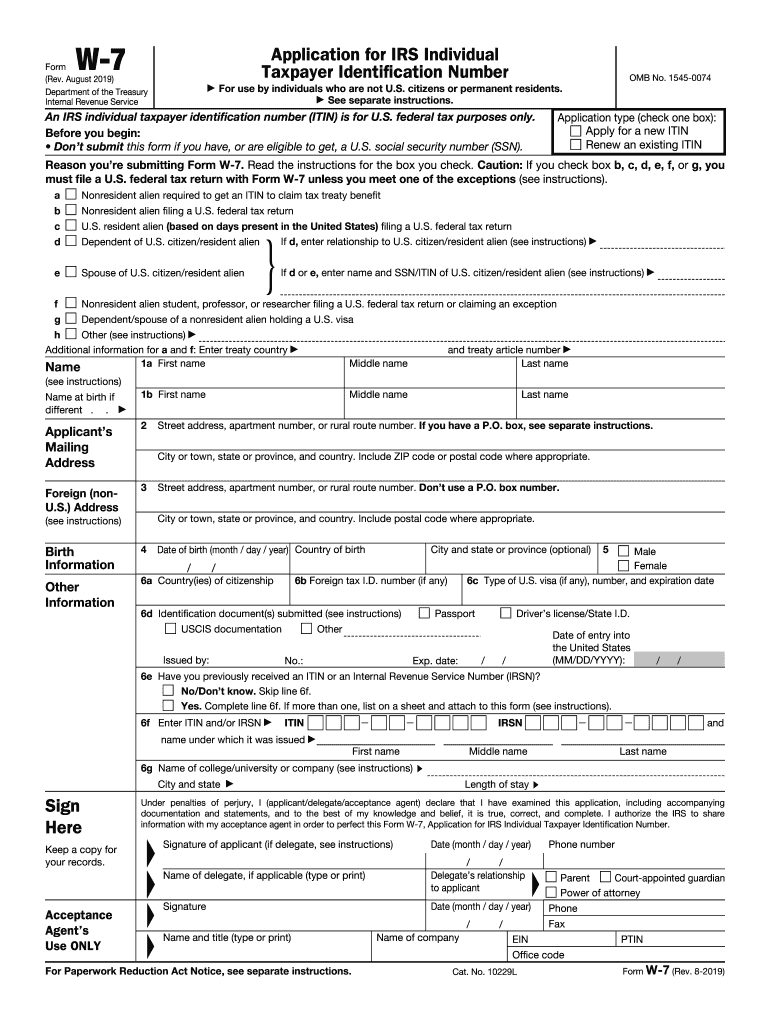 W7 Form 2019-2025